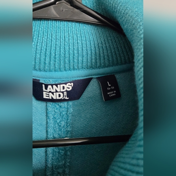 Lands' End Teal Fleece Pullover - Picture 3 of 8